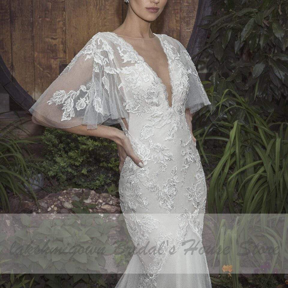 NumberSea - NumberSea Bridal Lace Mermaid Wedding Dresses with Sleeves