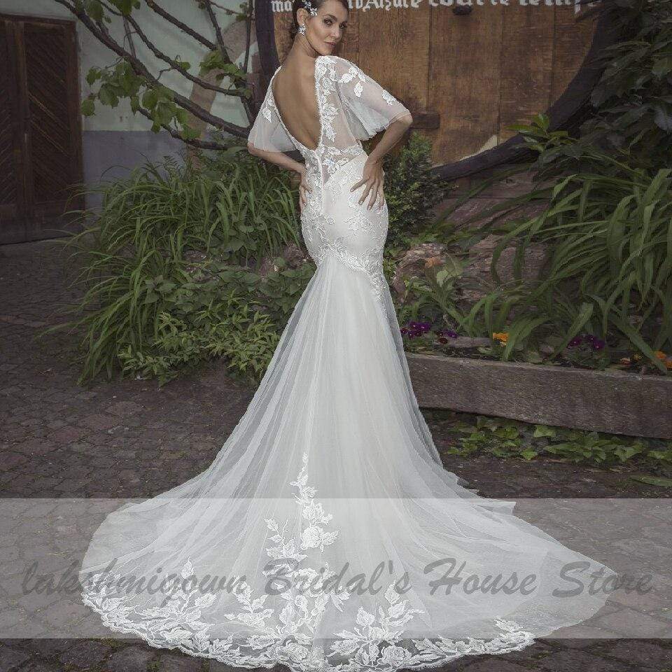 NumberSea - NumberSea Bridal Lace Mermaid Wedding Dresses with Sleeves