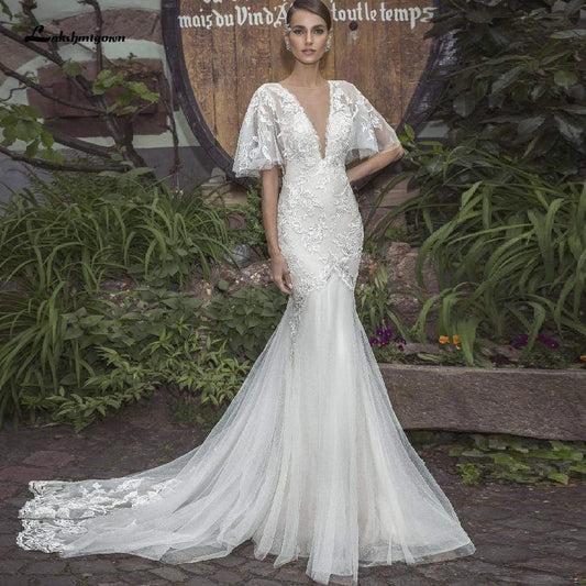 NumberSea - NumberSea Bridal Lace Mermaid Wedding Dresses with Sleeves