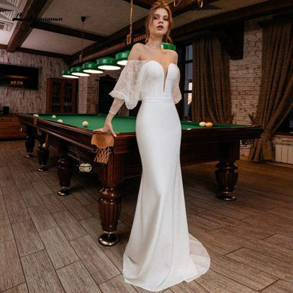 NumberSea - NumberSea Bridal Mermaid Wedding Dress Satin Sexy Women Lace