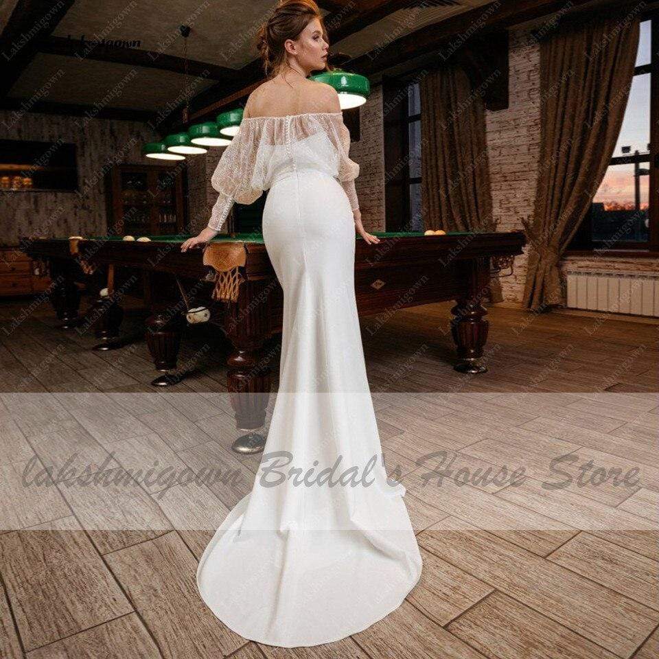 NumberSea - NumberSea Bridal Mermaid Wedding Dress Satin Sexy Women Lace