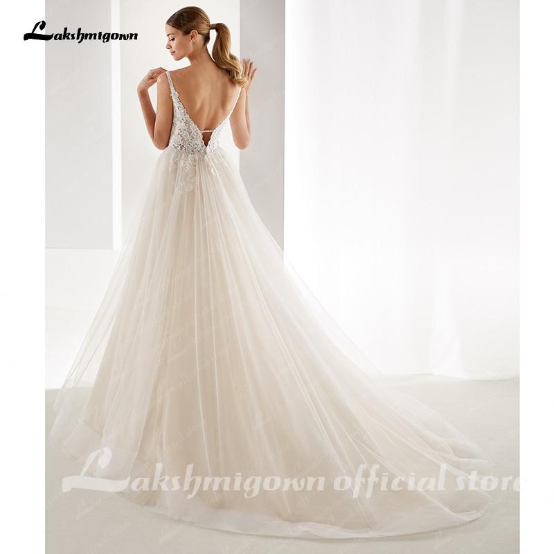 NumberSea - NumberSea Champagne Wedding Dresses A - line Appliques Floor Length