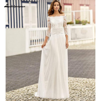 NumberSea - NumberSea Charming Beach Lace Wedding Dresses A - line