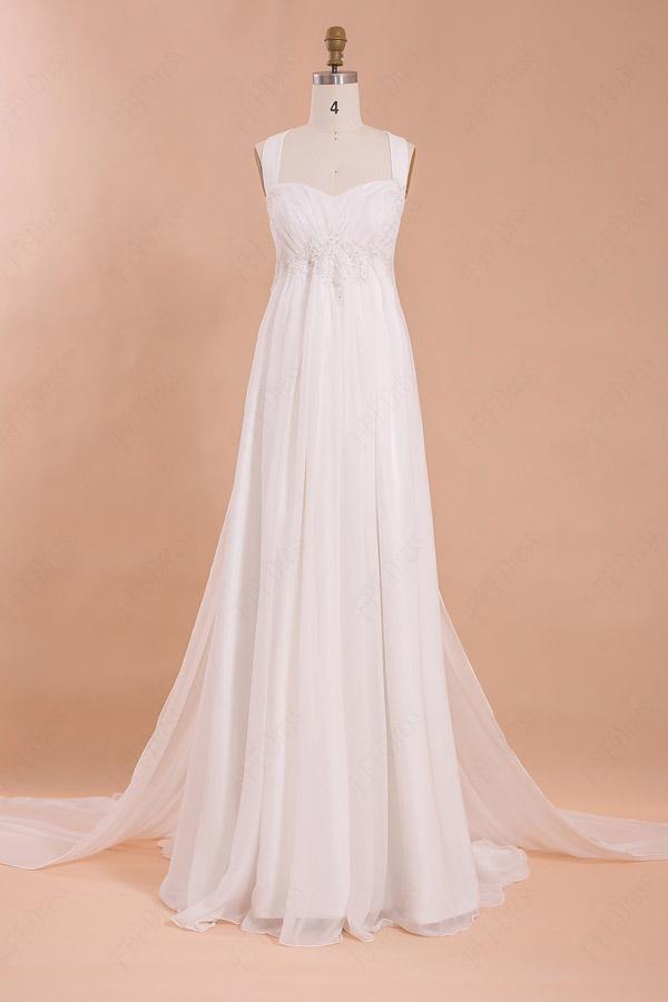 NumberSea - NumberSea Charming Chiffon Beach Wedding Dress, Halter Floor - Length Wedding Dresses, MW120