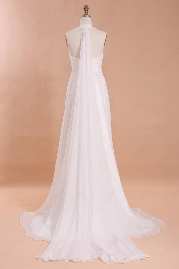 NumberSea - NumberSea Charming Chiffon Beach Wedding Dress, Halter Floor - Length Wedding Dresses, MW120