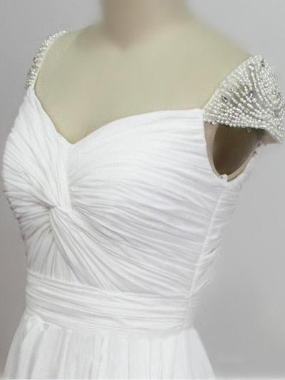 NumberSea - NumberSea Cheap Chiffon Sweetheart Wedding Dresses with Beading And Short Train, MW123