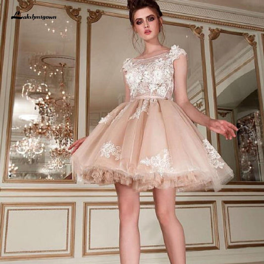 NumberSea - NumberSea Chic Champagne Short Wedding Dress Sexy Bridal Dress