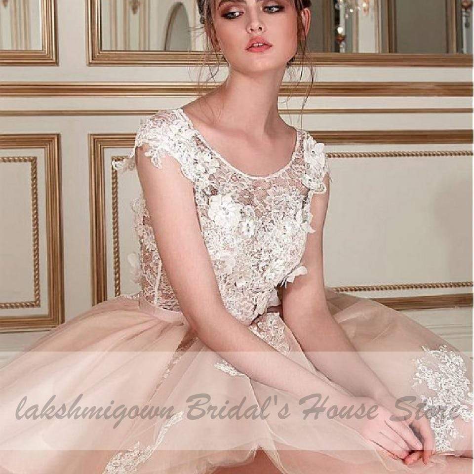 NumberSea - NumberSea Chic Champagne Short Wedding Dress Sexy Bridal Dress