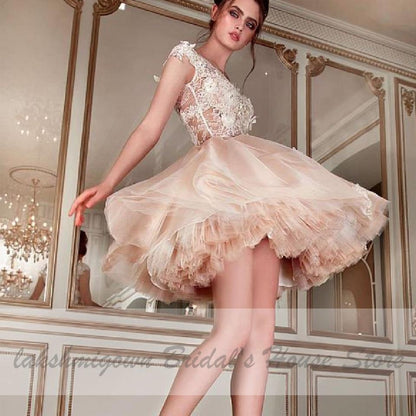 NumberSea - NumberSea Chic Champagne Short Wedding Dress Sexy Bridal Dress