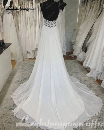 NumberSea - NumberSea Chiffon A Line Wedding Dress Beach Summer 2025 Abito Sposa Donna Elegant Bridal boho Gowns Lace Bodice