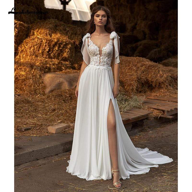 NumberSea - NumberSea Chiffon A line Wedding Dresses Elegant Bridal