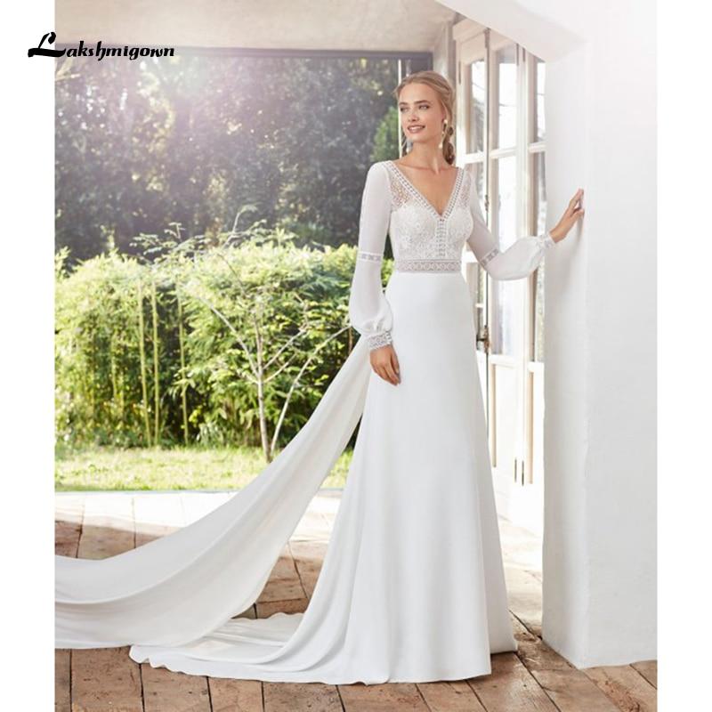 NumberSea - NumberSea Chiffon Appliques Wedding Dresses for Bride A Line