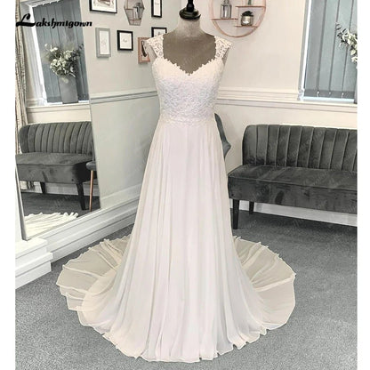 NumberSea - NumberSea Chiffon Beach Wedding Dresses For Women 2025 Bride Luxury Lace Long Boho Wedding Gowns Open Back