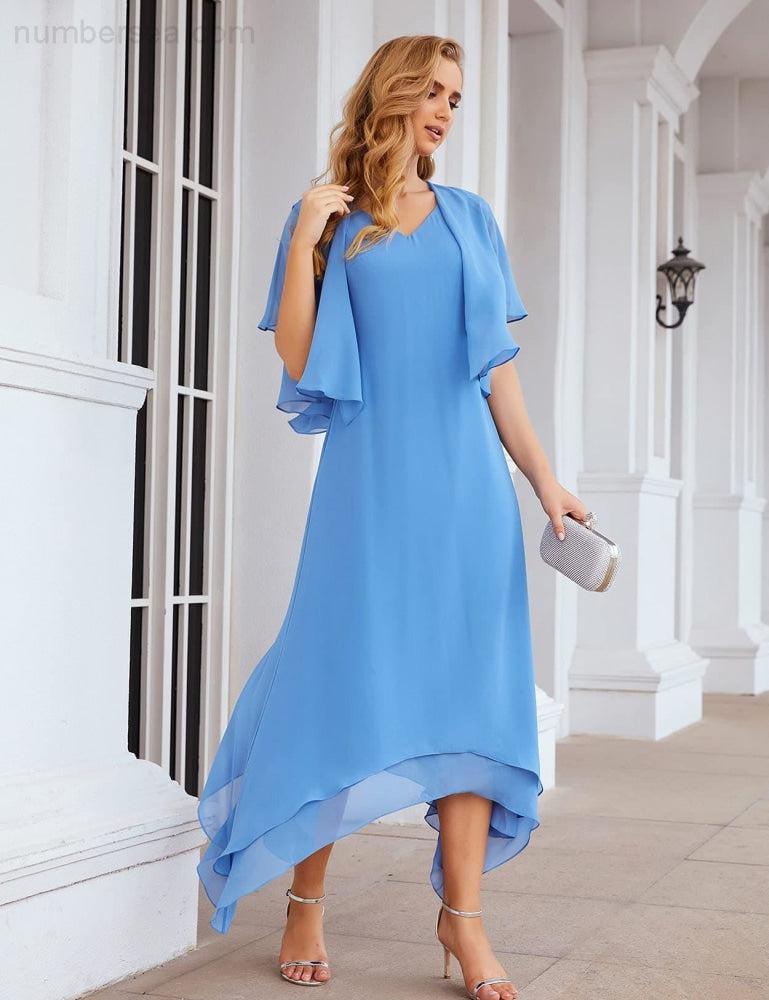 NumberSea - Numbersea Chiffon Plus Size Mother of Bride Dresses with Jacket Formal Dresses for Wedding SEA28073