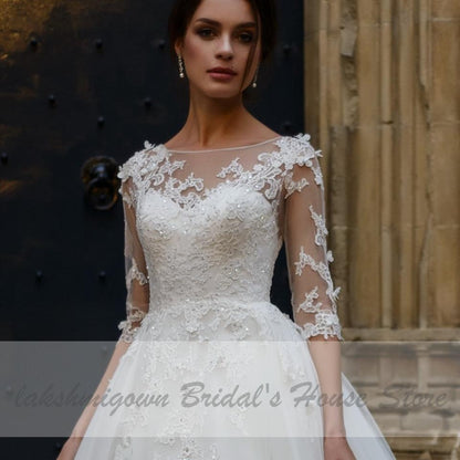 NumberSea - NumberSea Country Princess Bridal Gown Wedding Dress with Sleeves