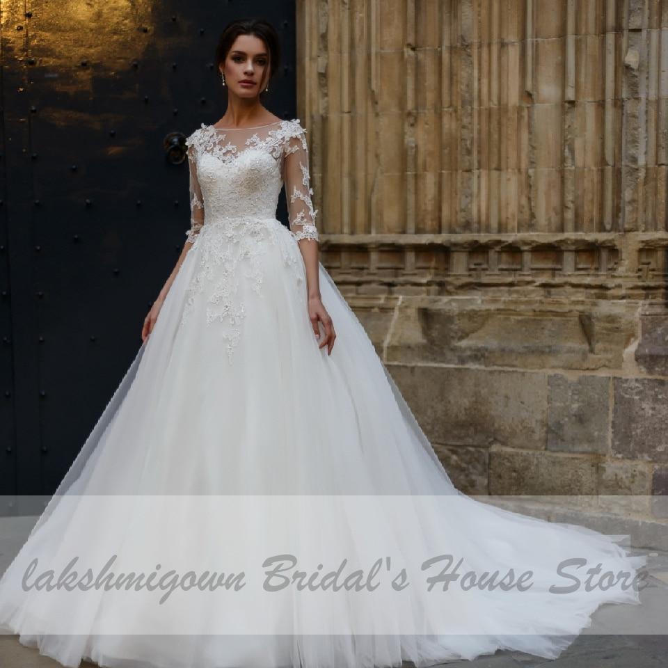 NumberSea - NumberSea Country Princess Bridal Gown Wedding Dress with Sleeves