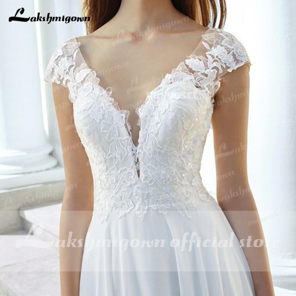 NumberSea - NumberSea Deep V Neck Lace Backless Cap Sleeve Bridal Wedding Dresses