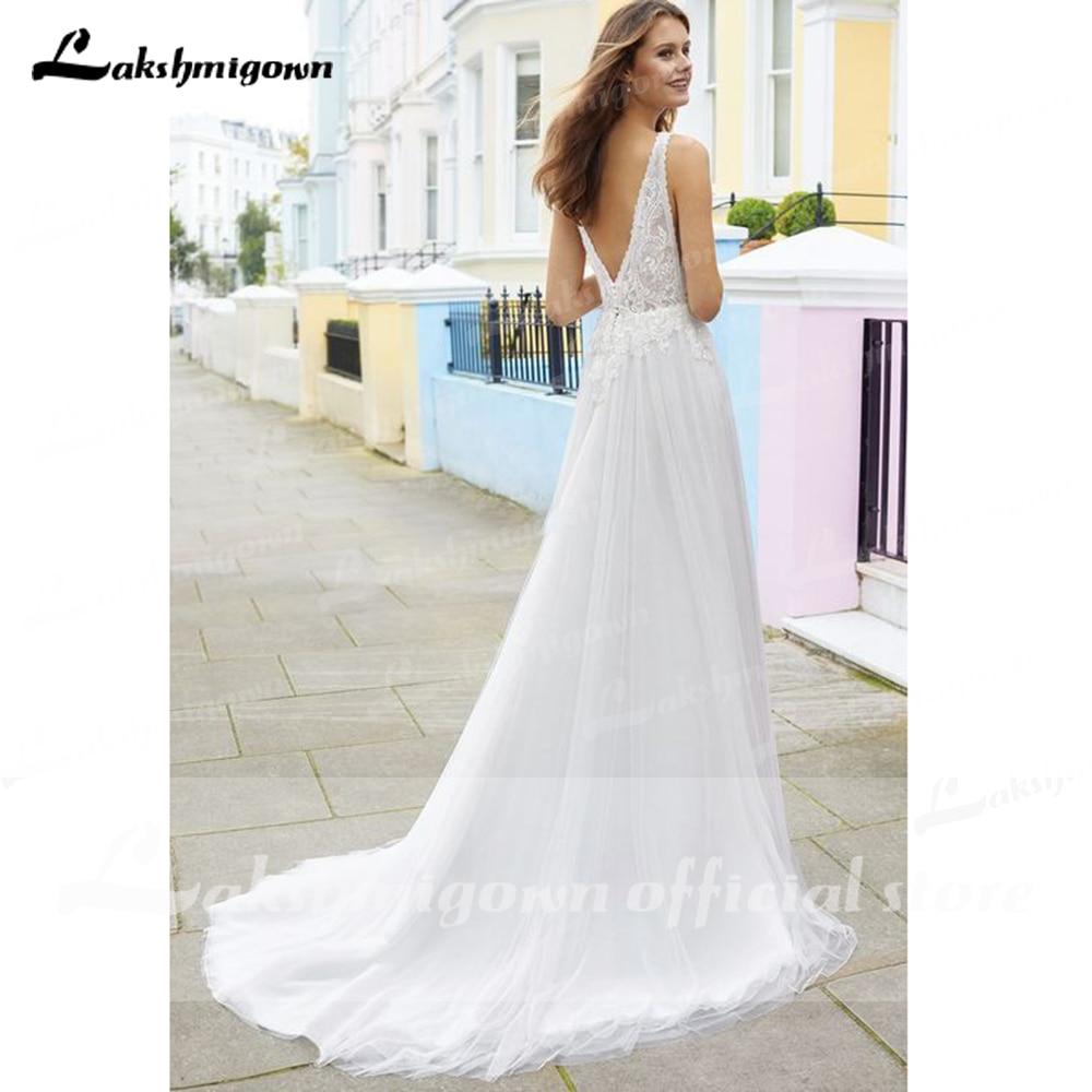 NumberSea - NumberSea Deep V Neck Lace Backless Wedding Dresses