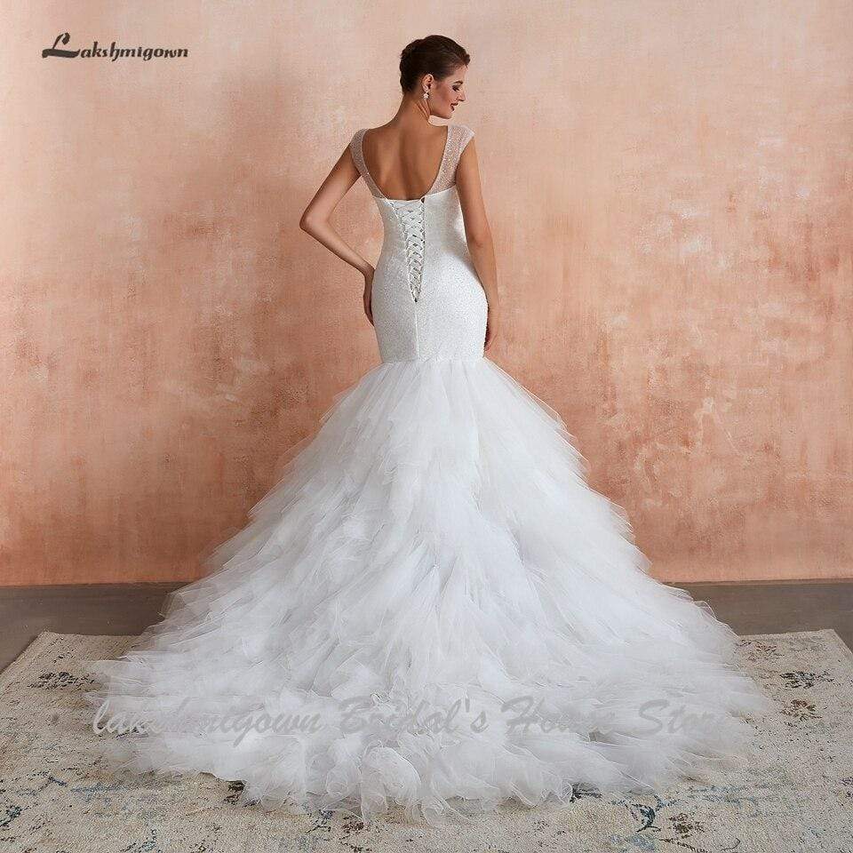 NumberSea - NumberSea Dubai African Mermaid Wedding Dress Lace Up Back Luxury