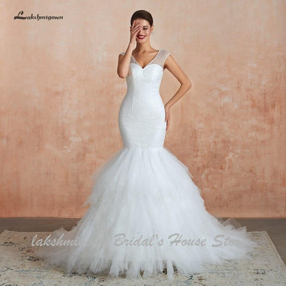 NumberSea - NumberSea Dubai African Mermaid Wedding Dress Lace Up Back Luxury