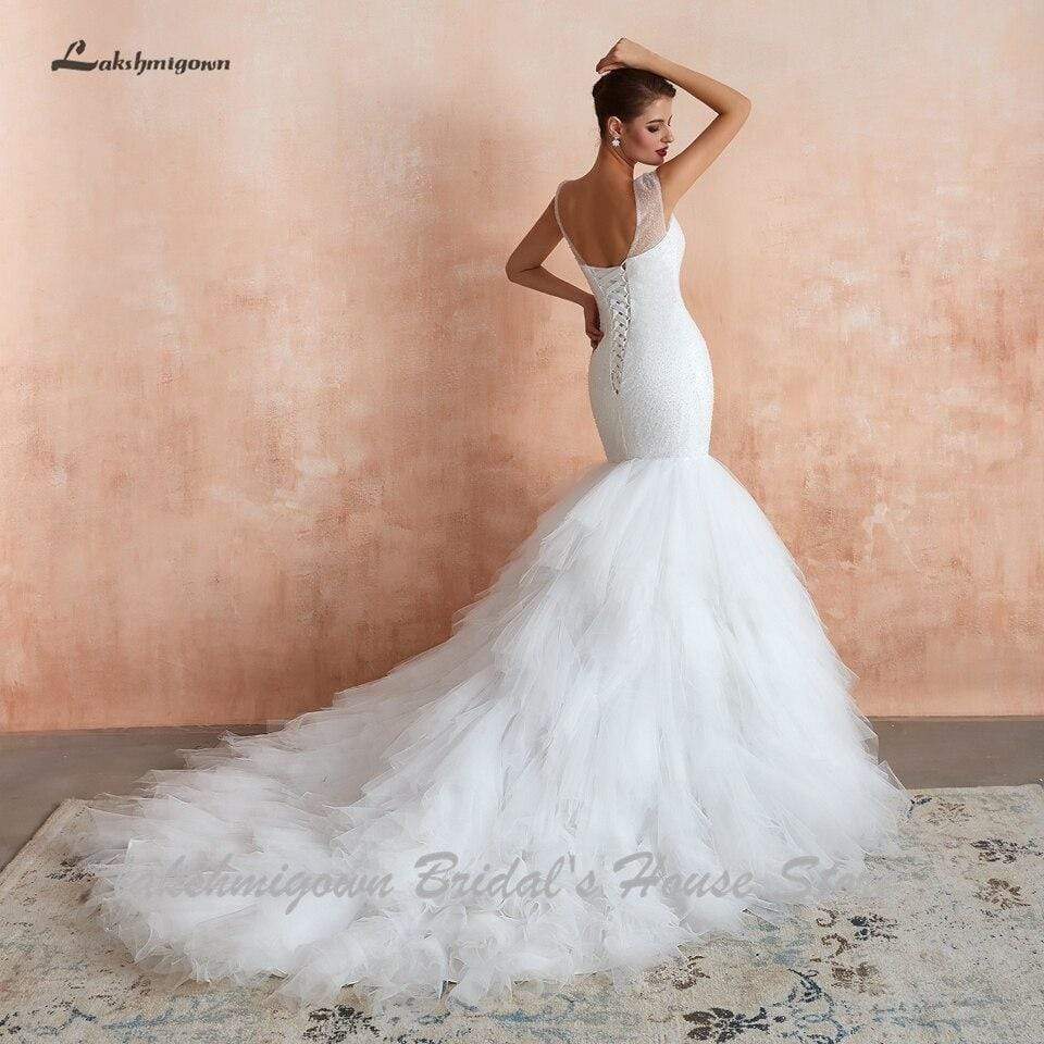 NumberSea - NumberSea Dubai African Mermaid Wedding Dress Lace Up Back Luxury