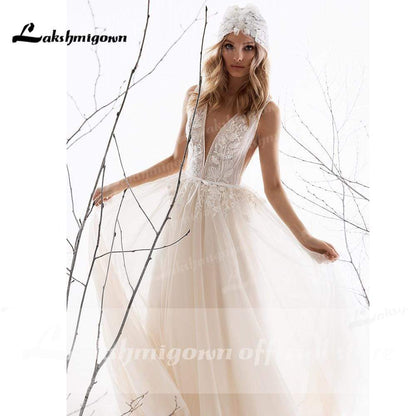 NumberSea - NumberSea Elegant Bridal Gowns A - Line Simple Wedding Dress