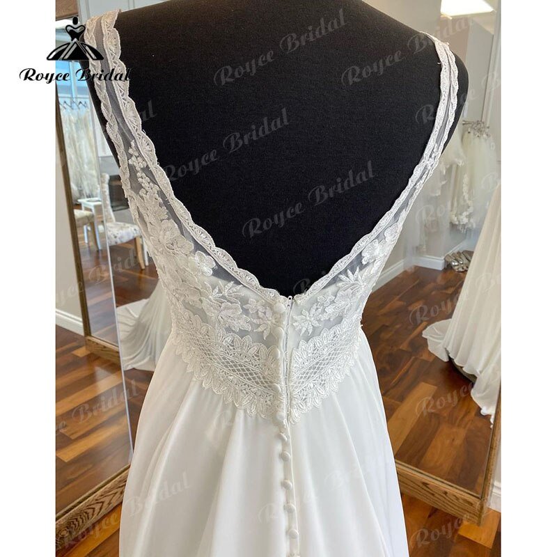 NumberSea - NumberSea Elegant V Neck A Line Lace Bodice Wedding Dress Backless Chiffon 2025 Vestidos Women Bridal Gowns robe de soirée de mariage Sexy