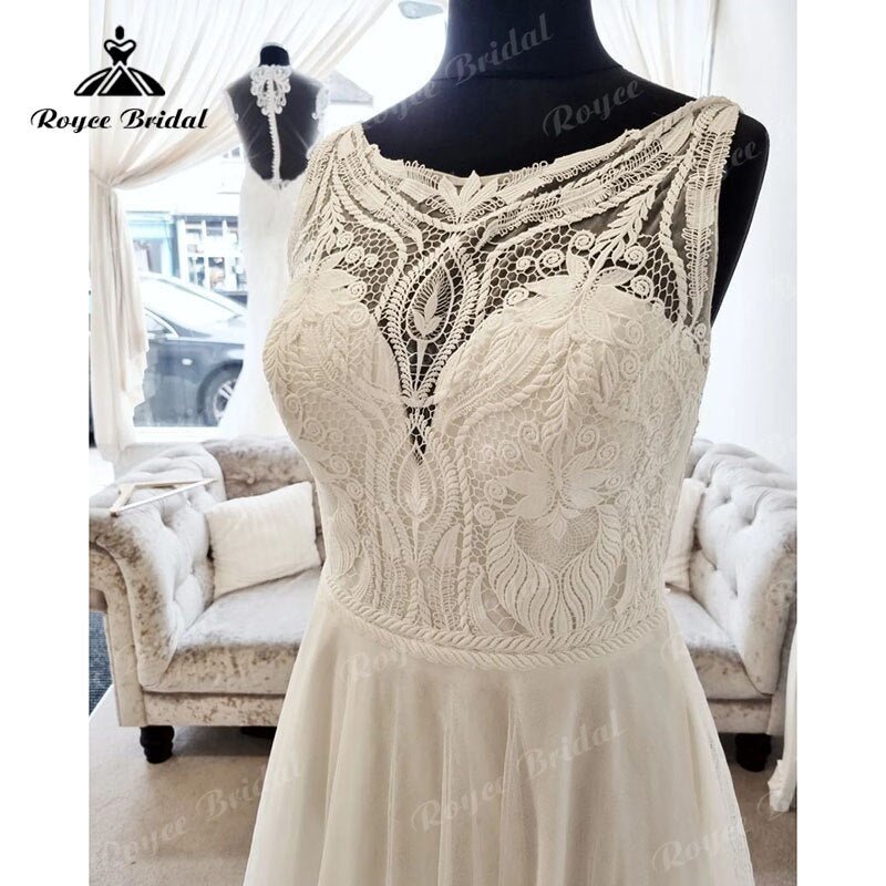 NumberSea - NumberSea Elgant Scoop Neck A Line Boho Sleeveless Wedding Dress for Women Beach Summer 2025 Vinatge Bridal Wedding Gowns vestido noiva