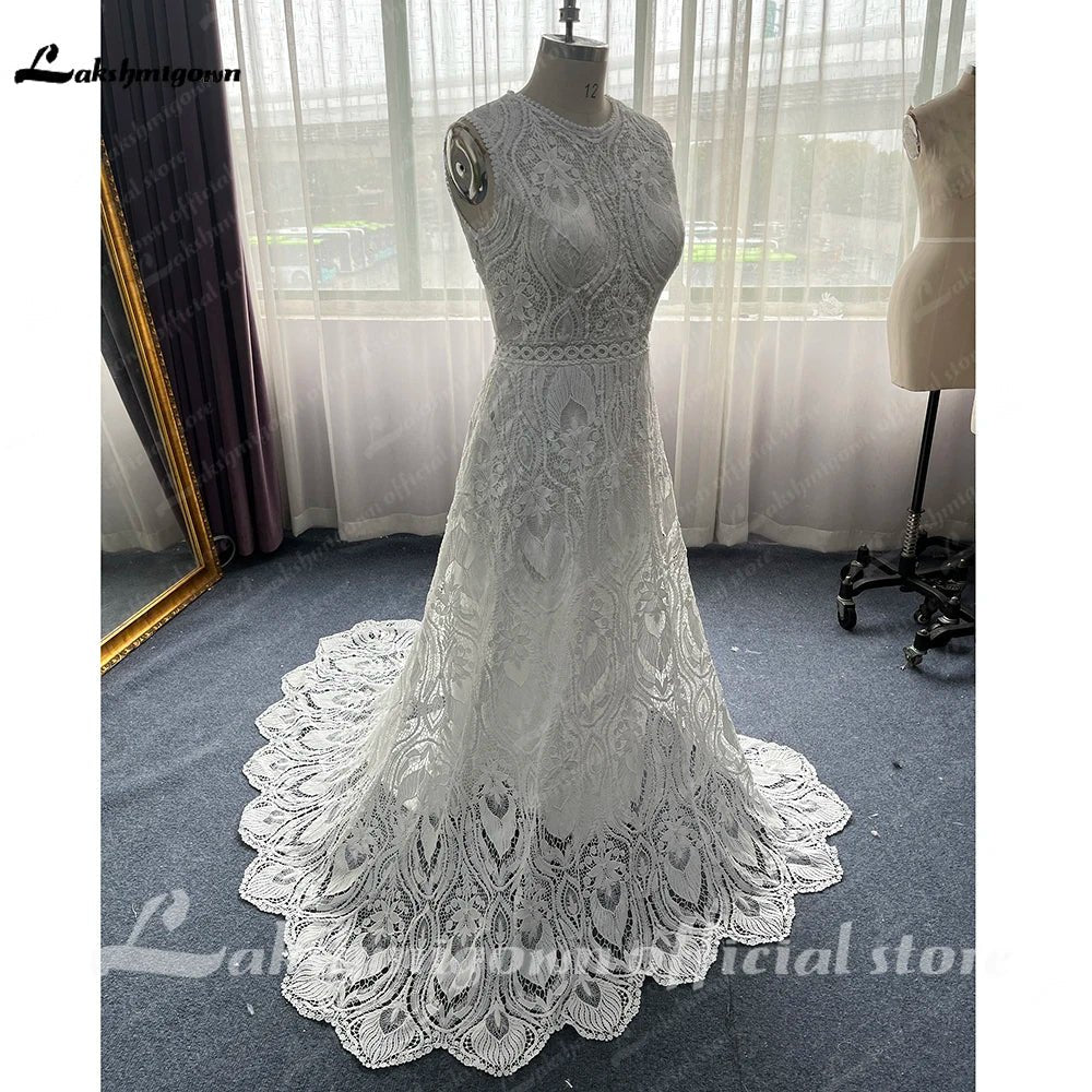 NumberSea - NumberSea Full Lace A Line Ivory Wedding Dress Open Back 2025 Sweep/ Brush Train Bridal Gowns sukienka na wesele