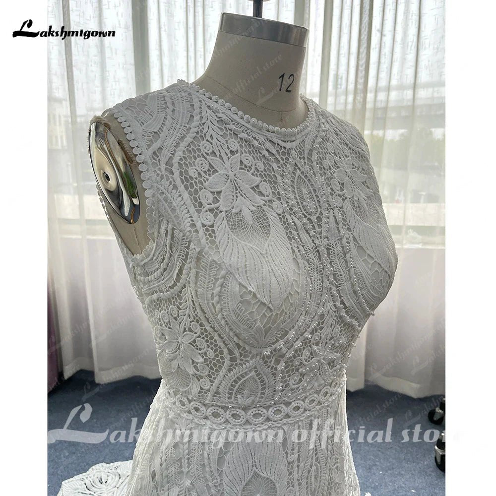 NumberSea - NumberSea Full Lace A Line Ivory Wedding Dress Open Back 2025 Sweep/ Brush Train Bridal Gowns sukienka na wesele