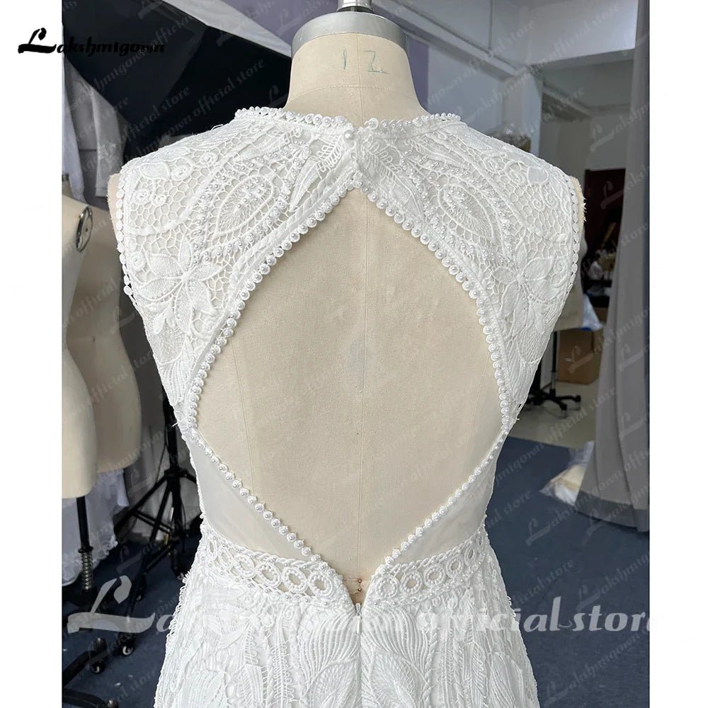 NumberSea - NumberSea Full Lace A Line Ivory Wedding Dress Open Back 2025 Sweep/ Brush Train Bridal Gowns sukienka na wesele