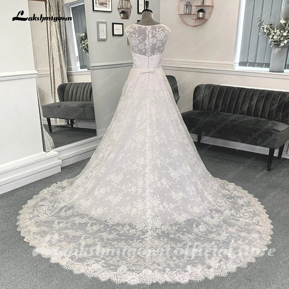 NumberSea - NumberSea Full lace Beach Boho Wedding Dresses Women Robe Mariee Chapel Train Lace 2025 Robe Civil Bridal Gowns