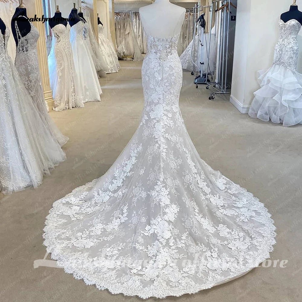 NumberSea - NumberSea Full Lace Mermaid Wedding Dresses For Women Vestido De Novia 2025 Sweetheart Boho Bridal Gowns Open Back