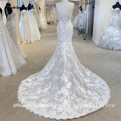 NumberSea - NumberSea Full Lace Mermaid Wedding Dresses For Women Vestido De Novia 2025 Sweetheart Boho Bridal Gowns Open Back