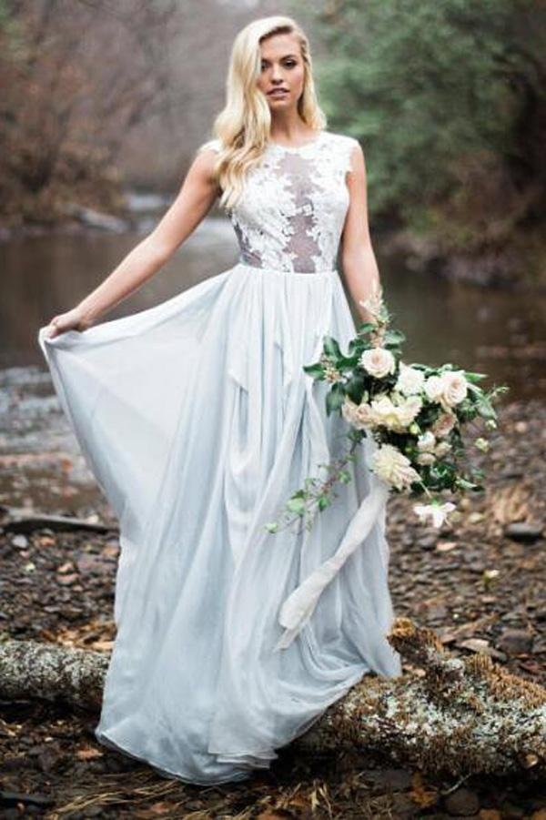 NumberSea - NumberSea Gorgeous Inexpensive Lace Tulle Wedding Dress Boho Bridal Dresses, MW147