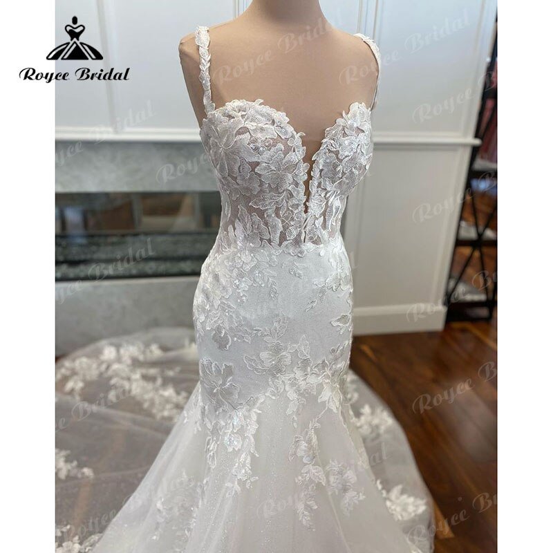 NumberSea - NumberSea Lace Appliques Spaghetti Straps Shiny Glitter Mermaid/Trumpet Wedding Dress Sweetheart Neck 2025 vestido de boda corte sirena