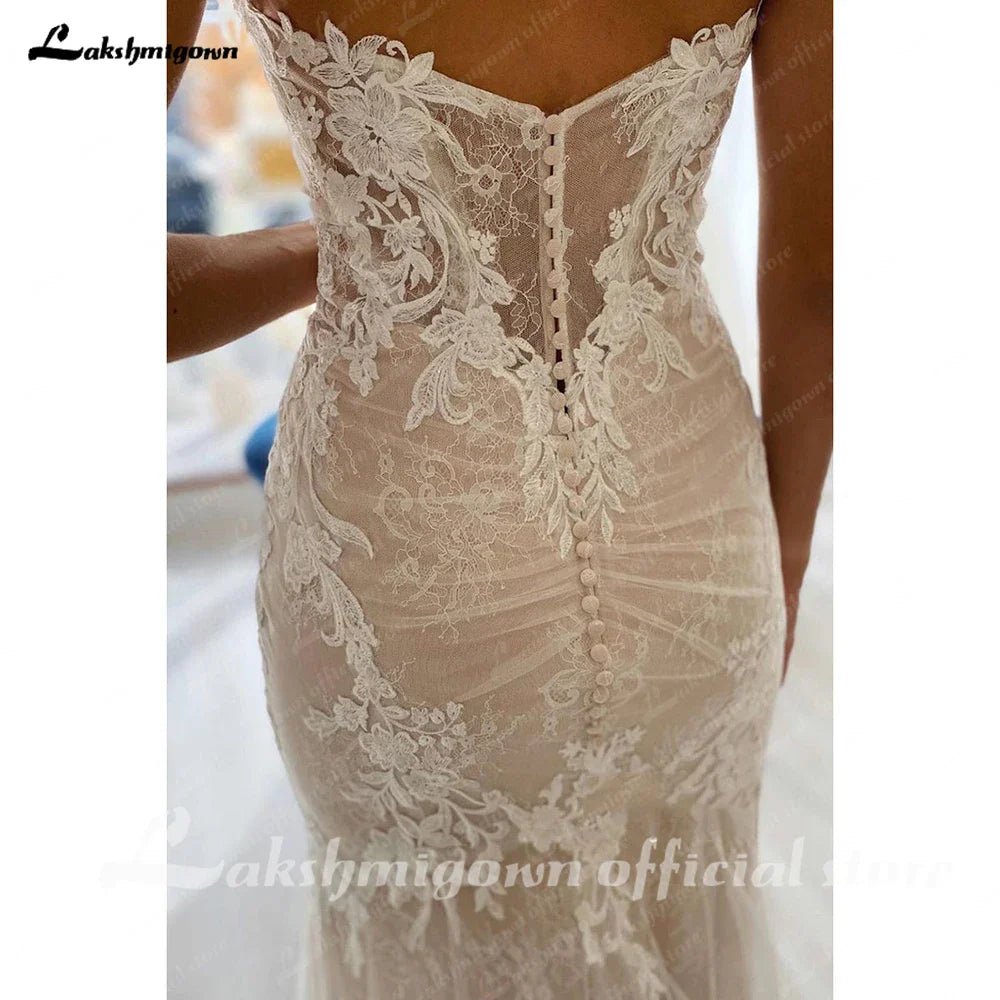 NumberSea - NumberSea Lace Boho Wedding Dress 2025 Off The Shoulder Sweetheart Appliques Cut Out Long Train Vestido de novia corte sirena