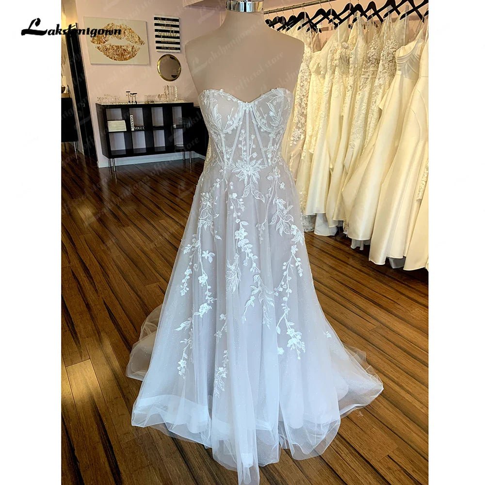 NumberSea - NumberSea Lace Boho Wedding Dress For Women Brautkleid 2025 Sweetheart Bridal Church Lace Wedding Gowns