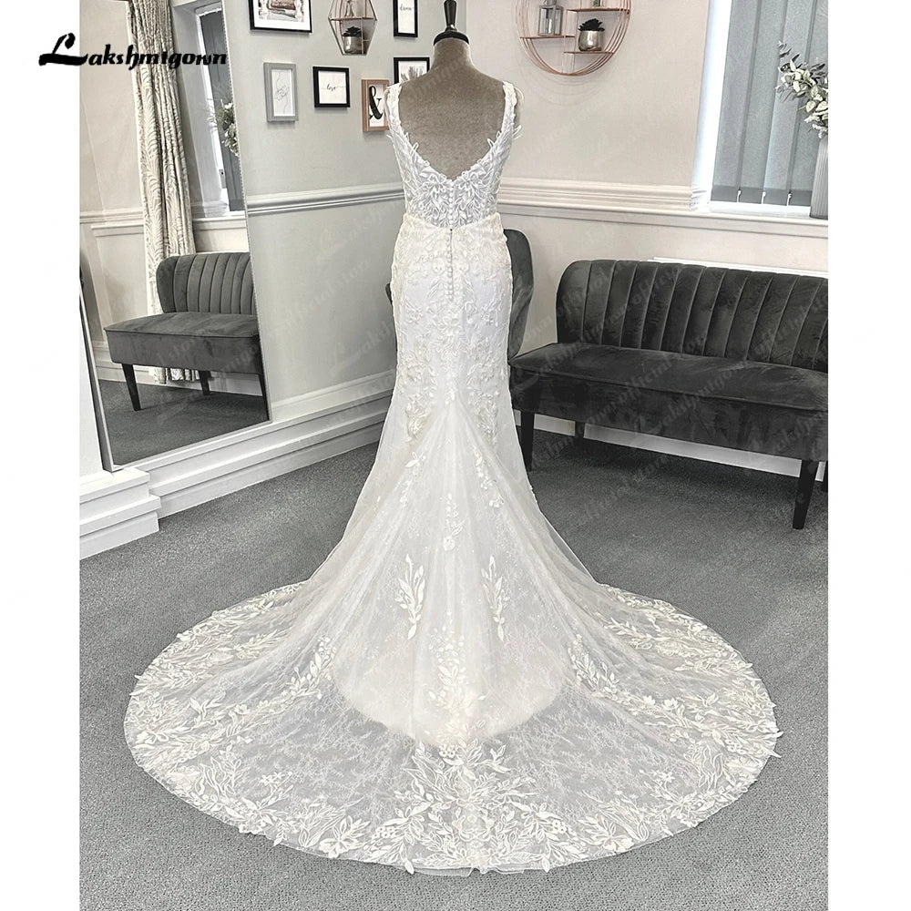 NumberSea - NumberSea Lace Mermaid Wedding Dresses Sweep Train Sleeveless Lace With Appliques 2025 Bridal Gowns