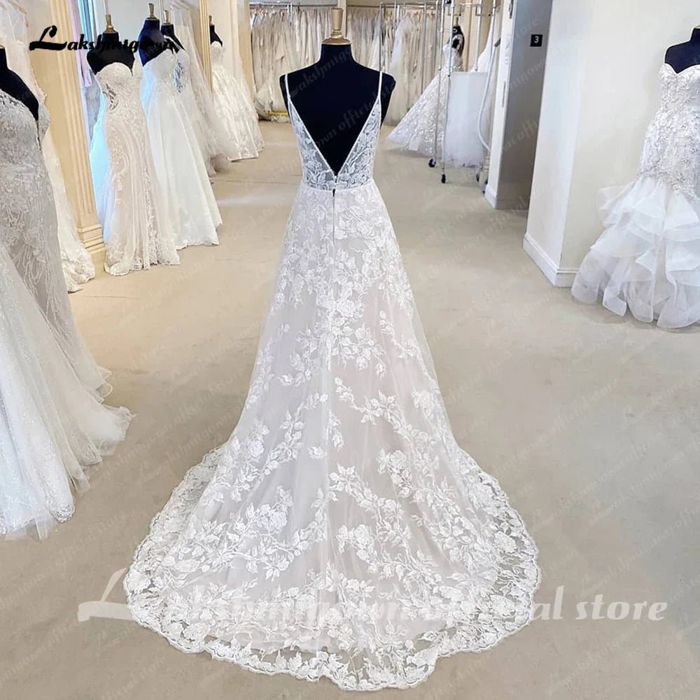 NumberSea - NumberSea Lace Wedding Dress For Women Boho Style 2025 Sexy A Line Beach Bridal Gowns Spaghetti Straps Party Gowns