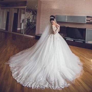 NumberSea - NumberSea Long Sleeves Lace Wedding Dresses Luxury Bride Gown