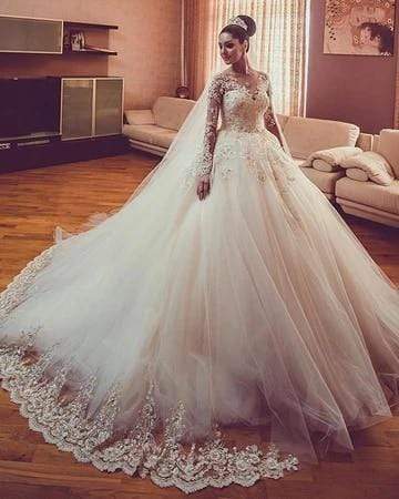 NumberSea - NumberSea Long Sleeves Lace Wedding Dresses Luxury Bride Gown