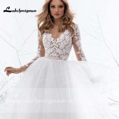 NumberSea - NumberSea Long sleeves Wedding Dress A - Line