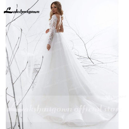 NumberSea - NumberSea Long sleeves Wedding Dress A - Line