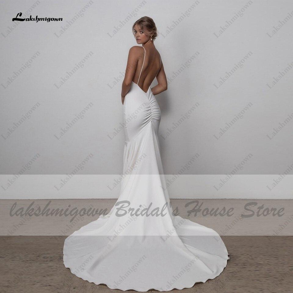 NumberSea - NumberSea Lovely Satin Wedding Dress Backless Spaghetti Straps Elegant