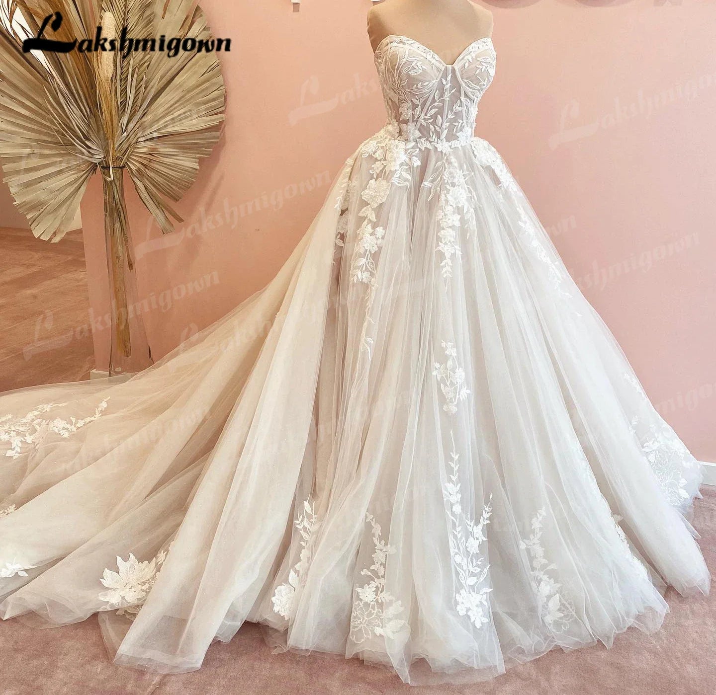 NumberSea - NumberSea Luxurious Court Train Wedding Dress 2025 Vestido Civil Tulle Wedding Dresses Sleeveless Lace Bodice Bridal Gown Robe de mariee