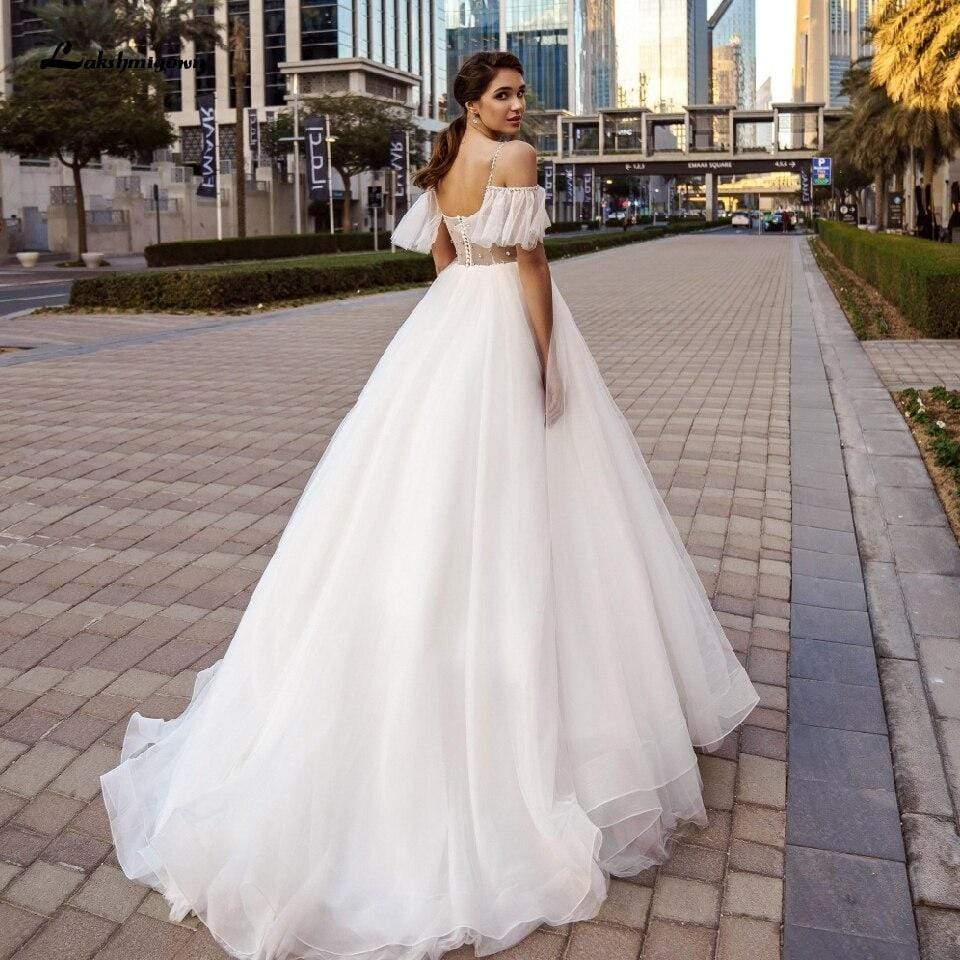 NumberSea - NumberSea Luxury Crystal Beads Boho Wedding Dress