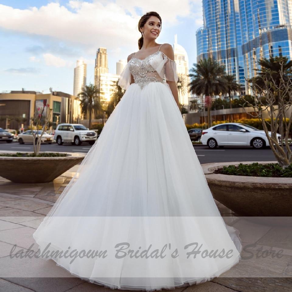 NumberSea - NumberSea Luxury Crystal Beads Boho Wedding Dress