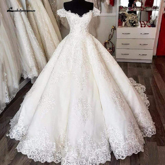 NumberSea - NumberSea Luxury Dubai Ball Gown Wedding Dress Lace Embroidery