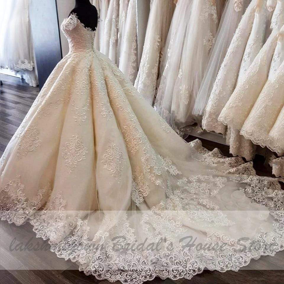 NumberSea - NumberSea Luxury Dubai Ball Gown Wedding Dress Lace Embroidery